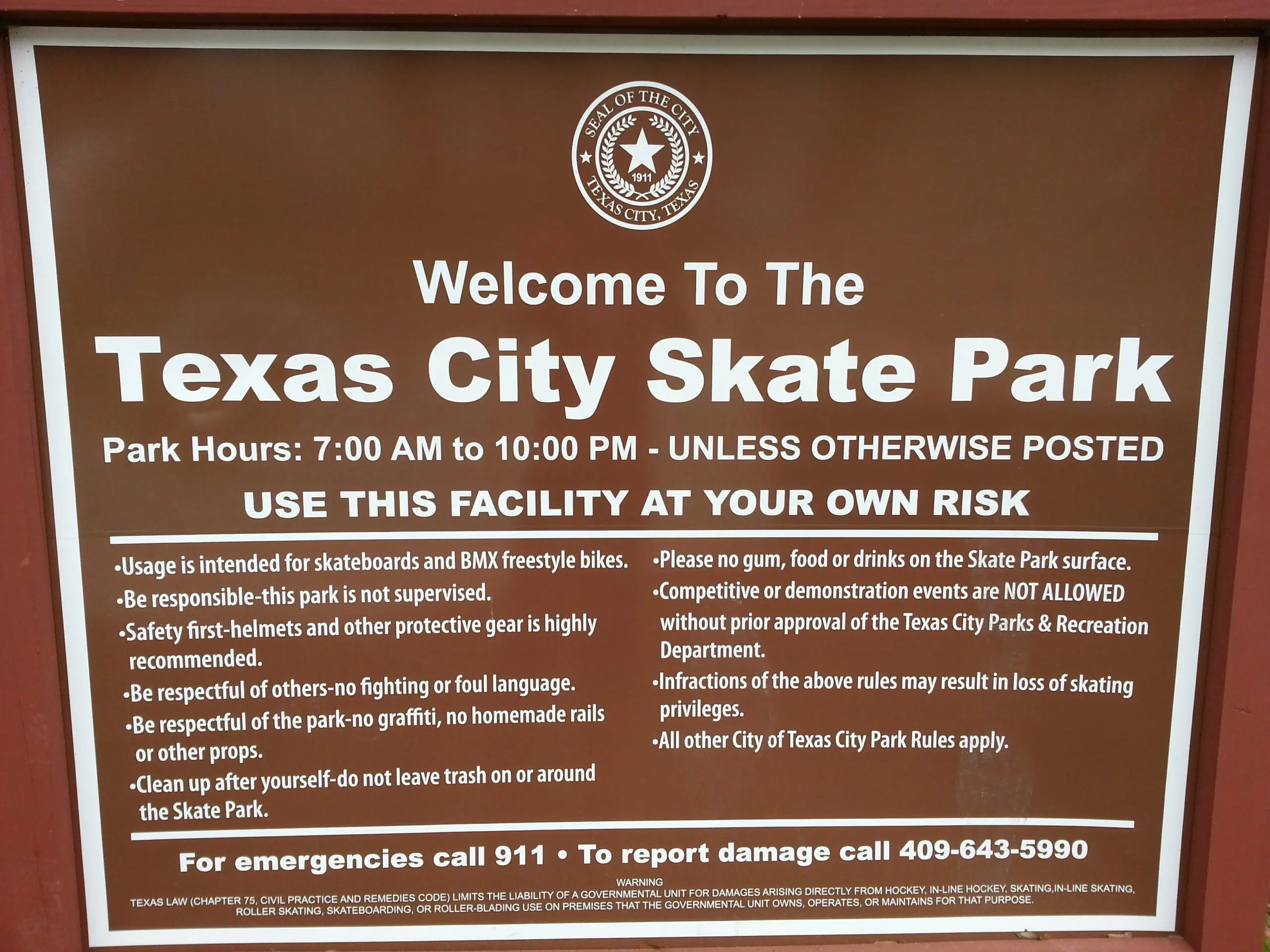 Skate Park Signage | Rules & Regulations