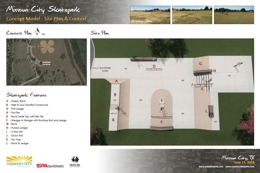 SPA Skateparks City of Missouri City Texas Skate Park Concept Design Board 1