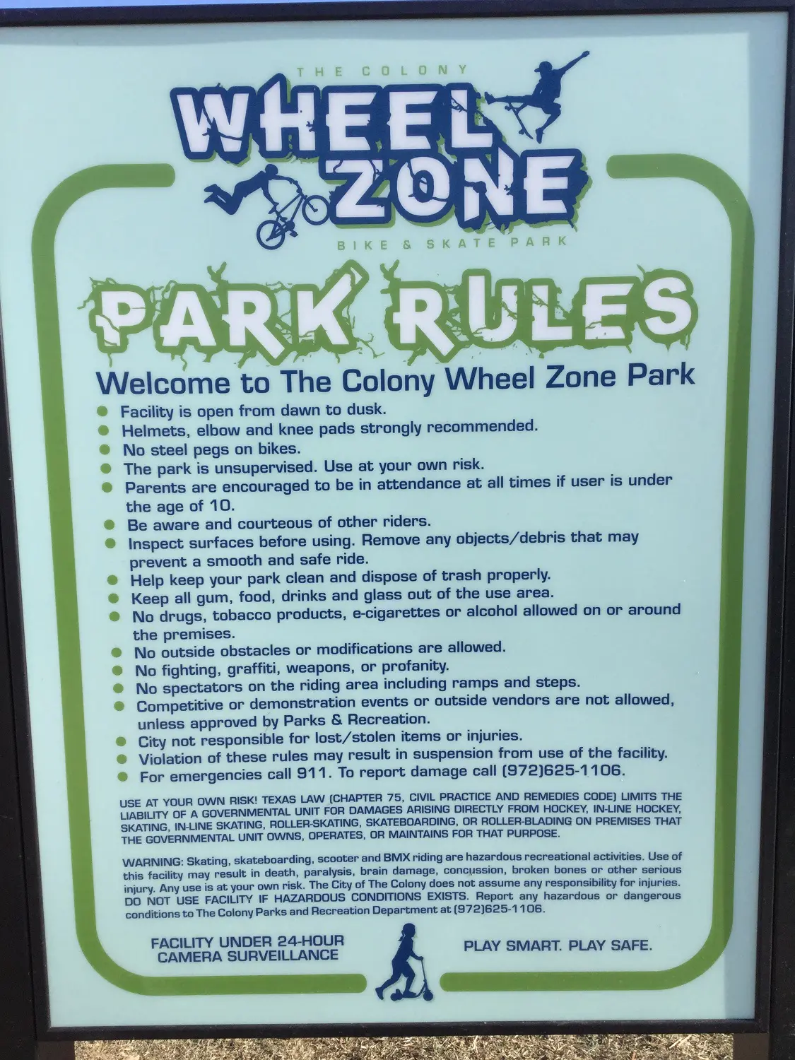 Skate Park Signage | Rules & Regulations