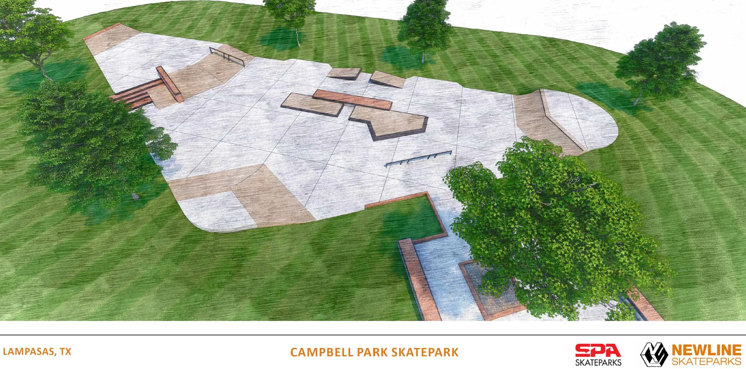 SPA Skateparks - City of Lampasas Texas Campbell Park Skate Park - 3D Concept